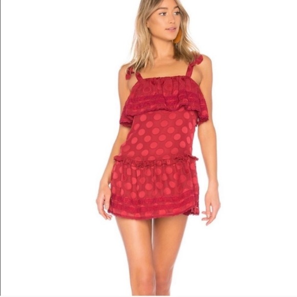 Tularosa Red Polka Dot Mini Dress - Picture 1 of 8